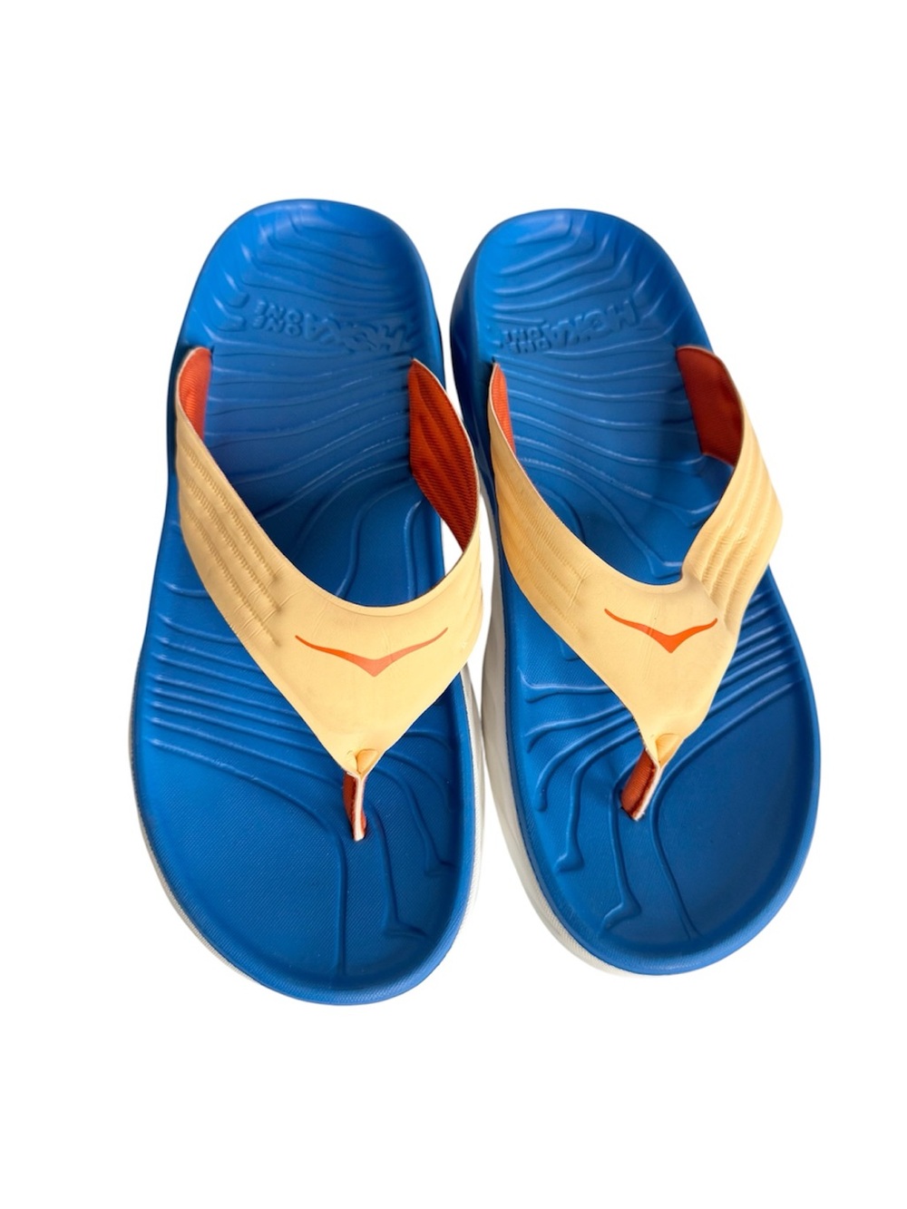 Hoka One One Ora Recovery Flip Sandals Slip On Blue Impala Coastal Sky M7, W9